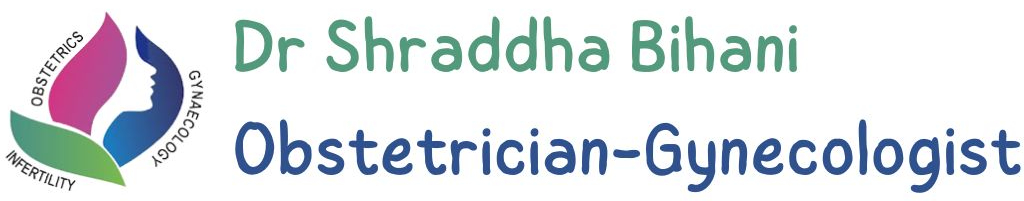 Logo of Dr. Shraddha Bihani, Obstetrician-Gynecologist, featuring a stylized profile and text emphasizing expertise in Obstetrics, Gynecology, and Infertility.